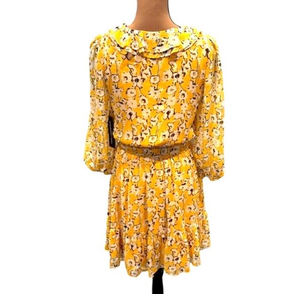 Karl Lagerfeld Paris Chiffon Floral Print V-Neck Ruffle Mini Dress – NWT Size 6 - Picture 9 of 15